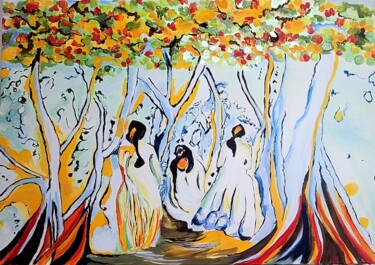 Malerei mit dem Titel "The 3 graces" von Eli Gross, Original-Kunstwerk, Acryl