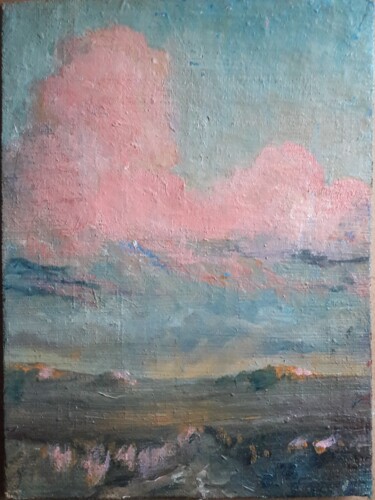 Картина под названием "evening in the fiel…" - Elijah Gleebin, Подлинное произведение искусства, Масло