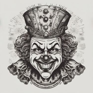 Arte digitale intitolato "Victor The Clown" da Elijah Hernandez, Opera d'arte originale, Stampa digitale