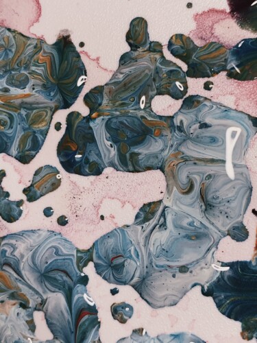 Painting titled "Pink and Dark Blue" by Elijah Odinet, Original Artwork, Acrylic