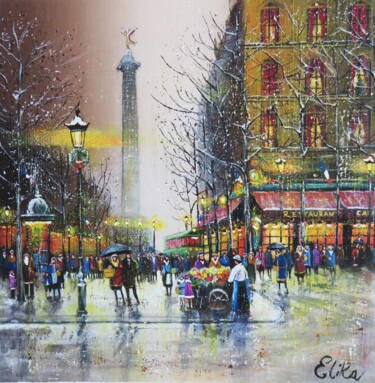 Painting titled "Bastille à Noël - P…" by Elika Dessapt, Original Artwork, Acrylic