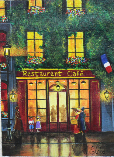 Pintura titulada "Un restaurant à Par…" por Elika Dessapt, Obra de arte original, Acrílico
