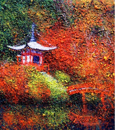 Peinture intitulée "Jardin Japonais" par Elika Dessapt, Œuvre d'art originale, Acrylique