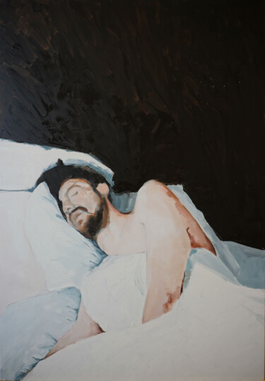 Painting titled "sleeping" by Elina Evstig, Original Artwork, Oil