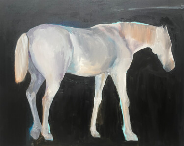 Pittura intitolato "grey horse" da Elina Evstig, Opera d'arte originale, Olio