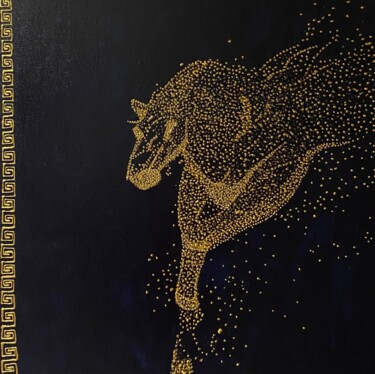 Malerei mit dem Titel "Golden escape" von Elina Kalantzi, Original-Kunstwerk, Acryl