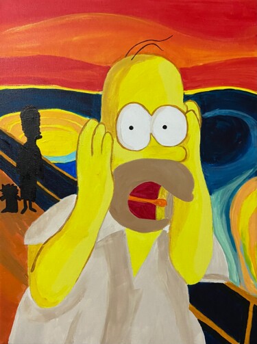 Schilderij getiteld "Simpson’s scream" door Elina Kalantzi, Origineel Kunstwerk, Acryl