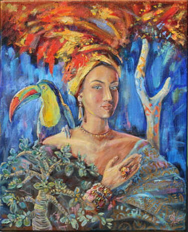 Pintura intitulada "A dream of Africa" por Elina Vetrova, Obras de arte originais, Óleo Montado em Armação em madeira