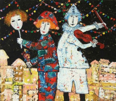 Painting titled "Italian Carnival" by Elin Bogomolnik, Original Artwork, Oil