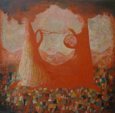 Painting titled "Threads" by Elinor Brodsky, Original Artwork, Oil
