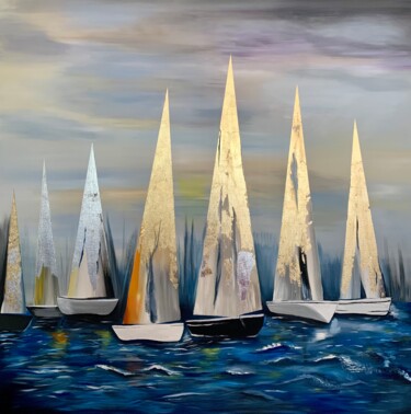 Painting titled "Racing boat" by Elionore Bayram, Original Artwork, Acrylic