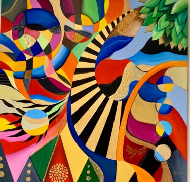 Malerei mit dem Titel "Cirque du soleil" von Elionore Bayram, Original-Kunstwerk, Acryl