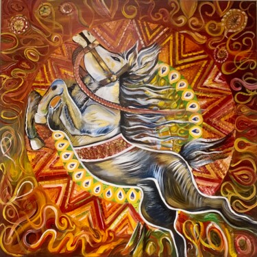 Painting titled "Arabian horse" by Elionore Bayram, Original Artwork, Acrylic