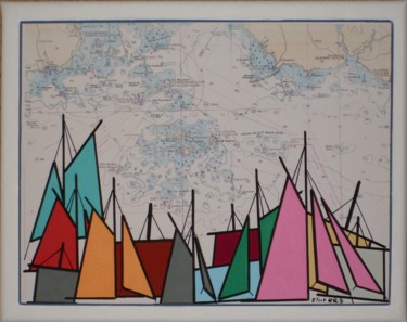 Peinture intitulée "archipel-des-glenan…" par Nyls  Eliot, Œuvre d'art originale, Acrylique
