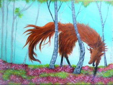 Painting titled "Le renard" by Elisabeth Dosseray, Original Artwork, Acrylic