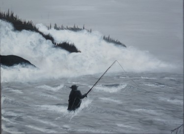 Peinture intitulée "Le pêcheur" par Elisabeth Dosseray, Œuvre d'art originale, Acrylique