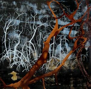 Painting titled "Mangrove Laquée (ar…" by Elisa Albert, Original Artwork, Oil