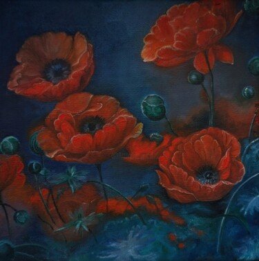 Pittura intitolato "Poppies" da Elisa Aleksenko, Opera d'arte originale, Olio