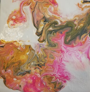 Painting titled "Pouring 3" by Élisa Brun, Original Artwork, Acrylic Mounted on Cardboard