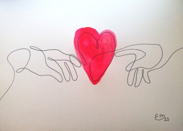 "Main dans la main" başlıklı Resim Élisa Brun tarafından, Orijinal sanat, Işaretleyici