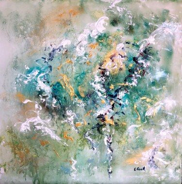 Painting titled "Gliding Greens" by Elisa Cook, Original Artwork, Acrylic