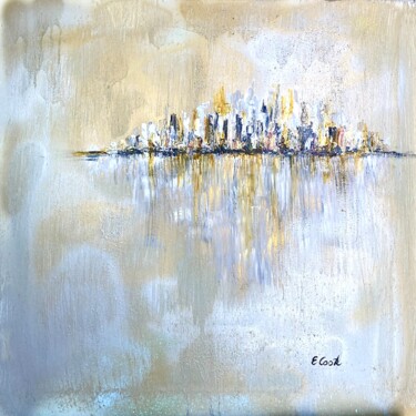 Malerei mit dem Titel "Opalescent Skyline" von Elisa Cook, Original-Kunstwerk, Acryl