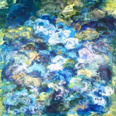 Painting titled "Whirling Blues" by Elisa Cook, Original Artwork, Acrylic