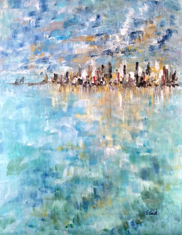 Pittura intitolato "Blue Mosaic" da Elisa Cook, Opera d'arte originale, Acrilico