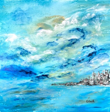 Painting titled "Dusky Skyline" by Elisa Cook, Original Artwork, Acrylic