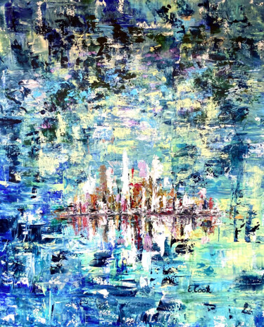 Peinture intitulée "Merry Skyline" par Elisa Cook, Œuvre d'art originale, Acrylique