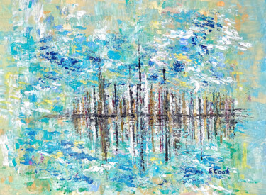 Peinture intitulée "Skyline at Daybreak" par Elisa Cook, Œuvre d'art originale, Acrylique