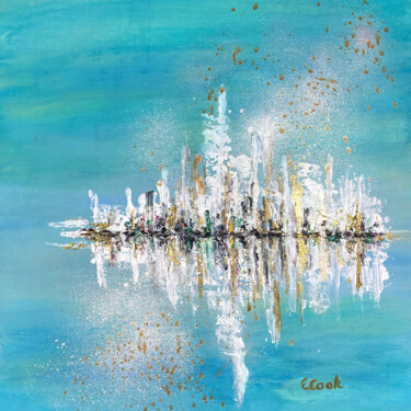 Painting titled "Stardust Skyline" by Elisa Cook, Original Artwork, Acrylic
