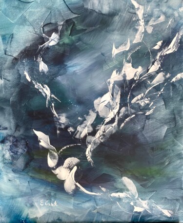 Painting titled "Dancing Feathers" by Elisa Cook, Original Artwork, Acrylic