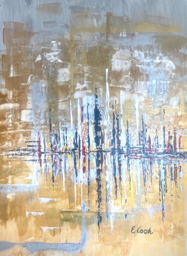Painting titled "Amidst Gold and Sil…" by Elisa Cook, Original Artwork, Acrylic