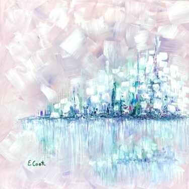 Картина под названием "Pastel Skyline" - Elisa Cook, Подлинное произведение искусства, Акрил
