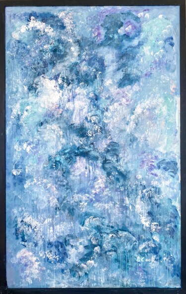 Painting titled "Drizzling Blues II" by Elisa Cook, Original Artwork, Acrylic