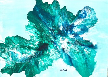 Painting titled "Emerald Splash" by Elisa Cook, Original Artwork, Acrylic