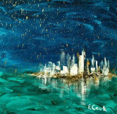 Malerei mit dem Titel "Night of Gold" von Elisa Cook, Original-Kunstwerk, Acryl