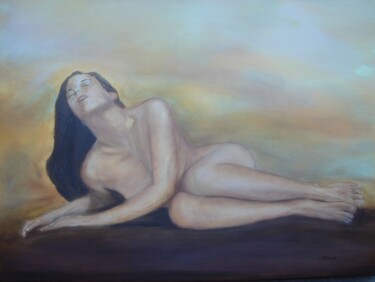 Peinture intitulée "Taryn rêveuse" par Elisa Cook, Œuvre d'art originale, Huile