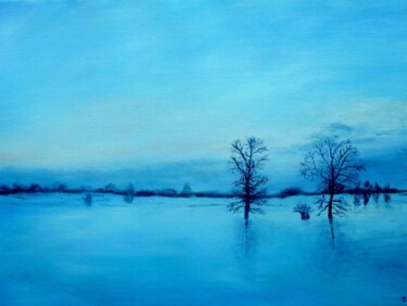 Peinture intitulée "Le bleu de l'hiver" par Elisa Cook, Œuvre d'art originale, Huile