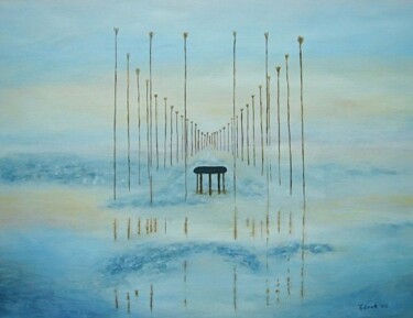 Peinture intitulée "La mer de Waden" par Elisa Cook, Œuvre d'art originale, Huile