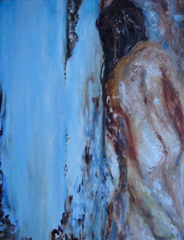 Painting titled "Née poussière, eau…" by Elisa Cook, Original Artwork, Oil