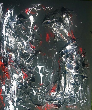 Painting titled "Le rouge et le noir" by Elisa Cook, Original Artwork, Oil