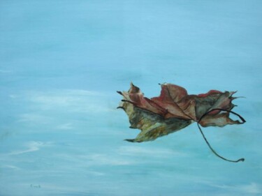 Peinture intitulée "Et vogue la feuille" par Elisa Cook, Œuvre d'art originale, Huile