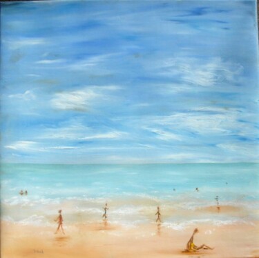 Painting titled "La plage" by Elisa Cook, Original Artwork, Oil