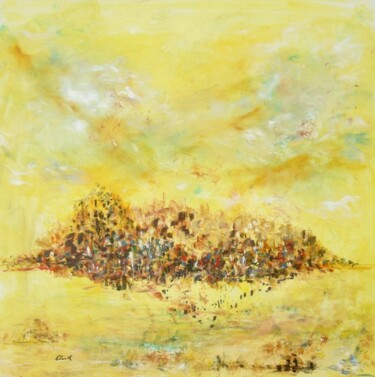 Painting titled "CIEL DE CITRINE" by Elisa Cook, Original Artwork, Oil