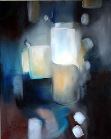Peinture intitulée "les formes bleues" par Elisa Daulmerie, Œuvre d'art originale, Huile