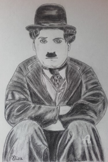 Desenho intitulada "Monsieur Chaplin" por Elisa Galam, Obras de arte originais