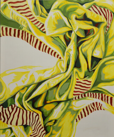 Pintura titulada "Righe bianche e ros…" por Elisa Marmo, Obra de arte original, Acrílico Montado en Bastidor de camilla de m…
