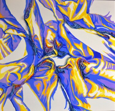 Painting titled "Blu e giallo" by Elisa Marmo, Original Artwork, Acrylic Mounted on Wood Stretcher frame